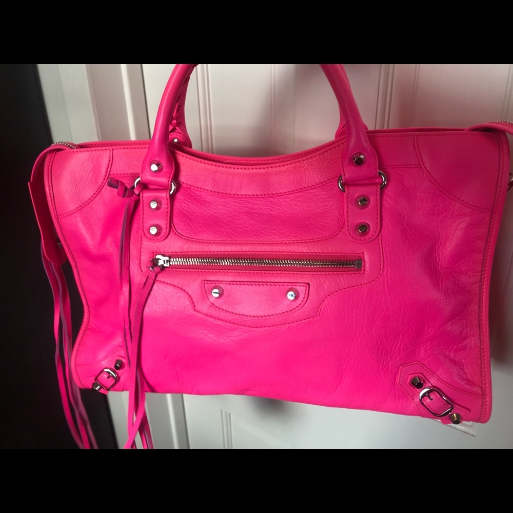 SUPER RARE! BALENCIAGA NEON FLUO PINK CITY BAG!